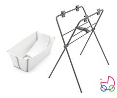 Stokke Flexi Bath (White) + Supporto per neonati + Supporto per Flexi Bath